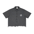 Unisex Distressed Plaid Boxy Shirt