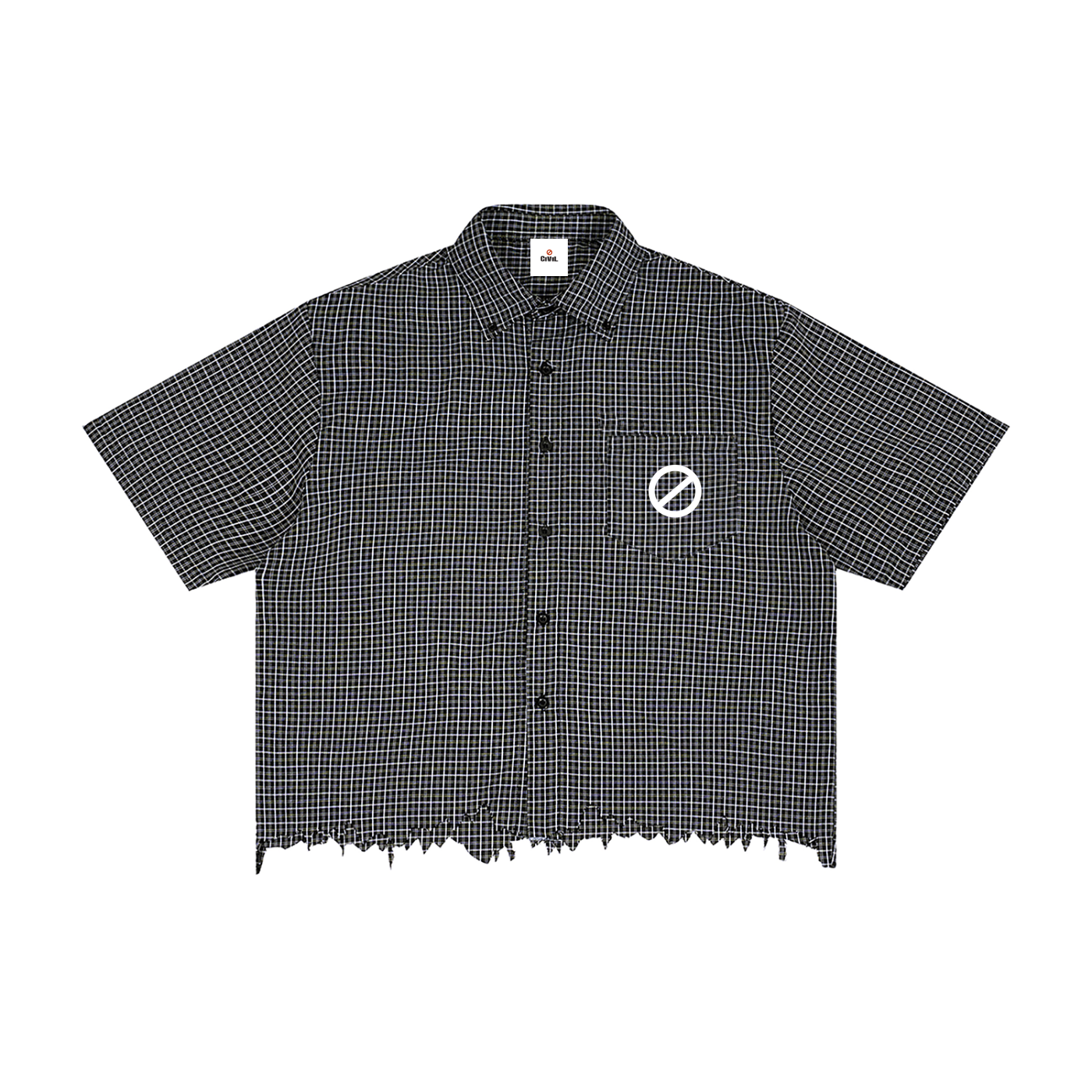 Unisex Distressed Plaid Boxy Shirt