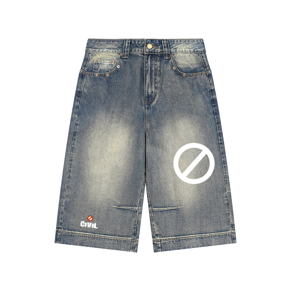 Vintage Wash Baggy Denim Shorts
