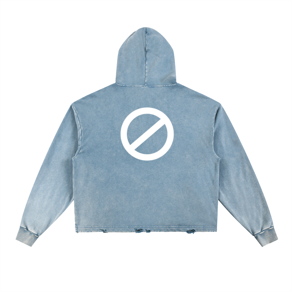 Vintage Washed Frayed-Hem Hoodie