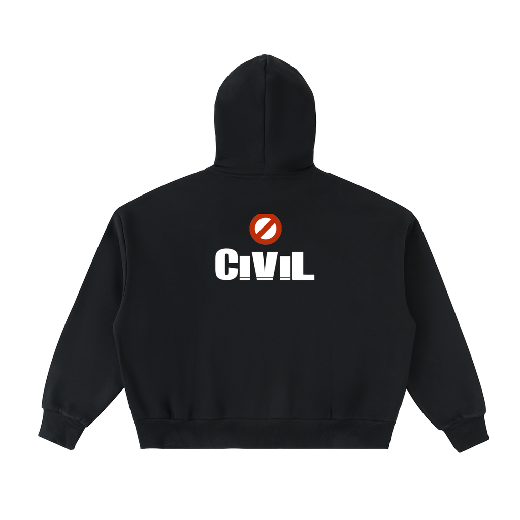 Fleeced Full-Zip Boxy Hoodie