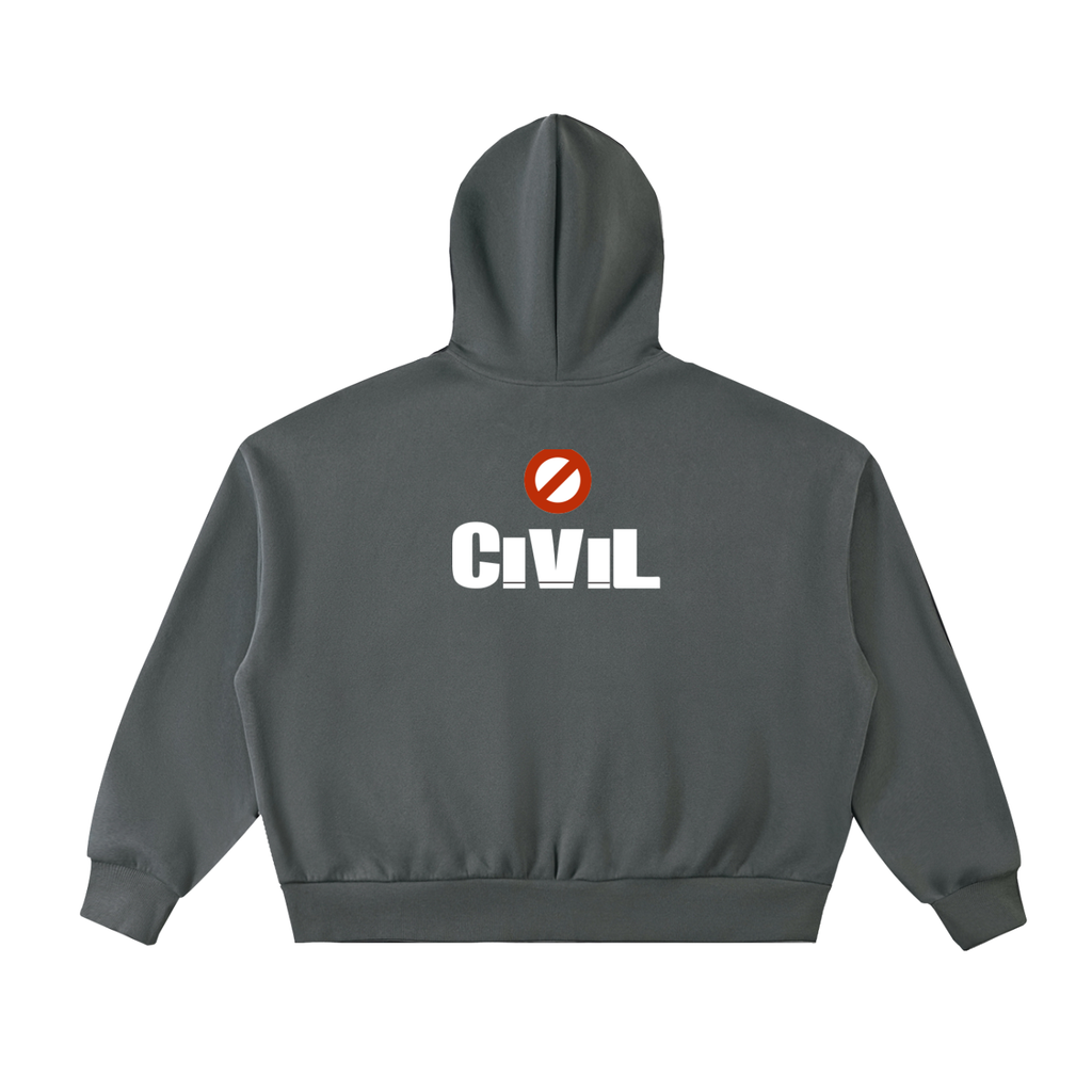 Fleeced Full-Zip Boxy Hoodie
