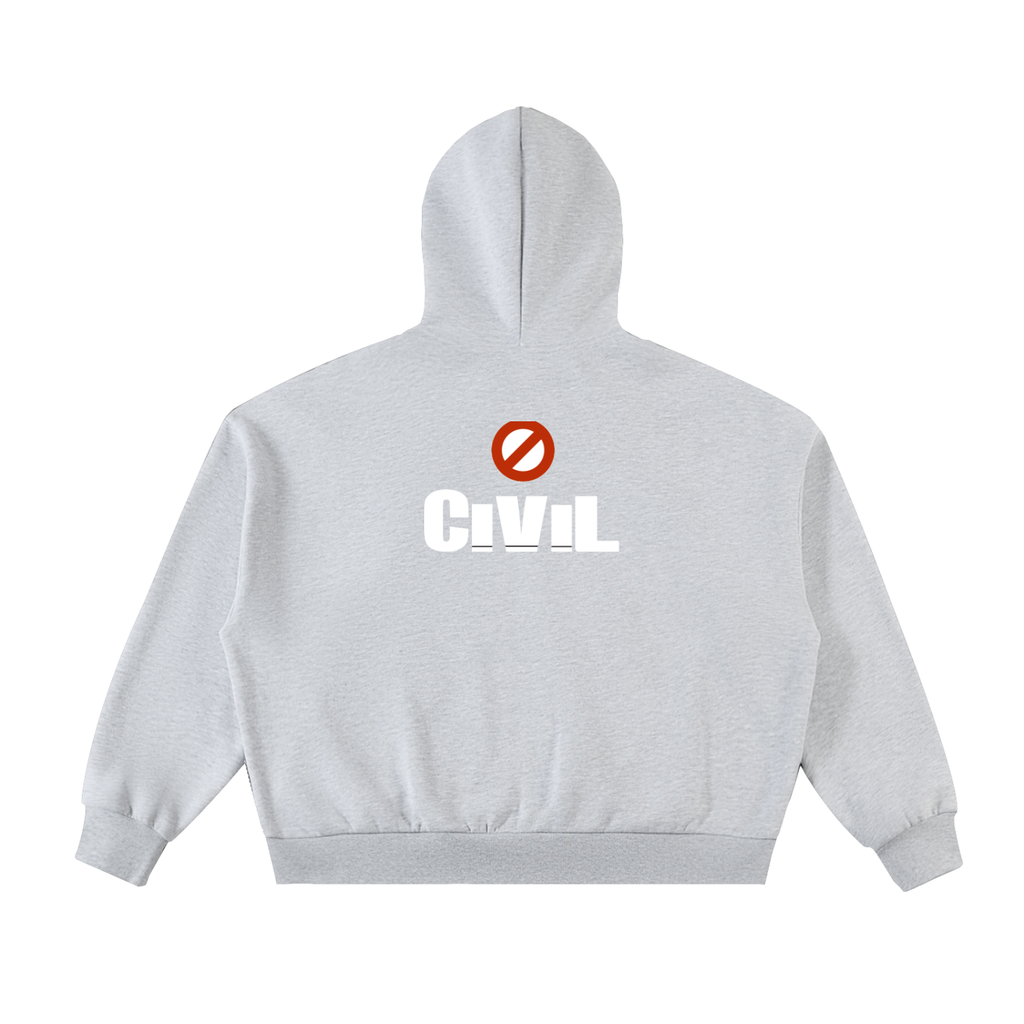 Fleeced Full-Zip Boxy Hoodie