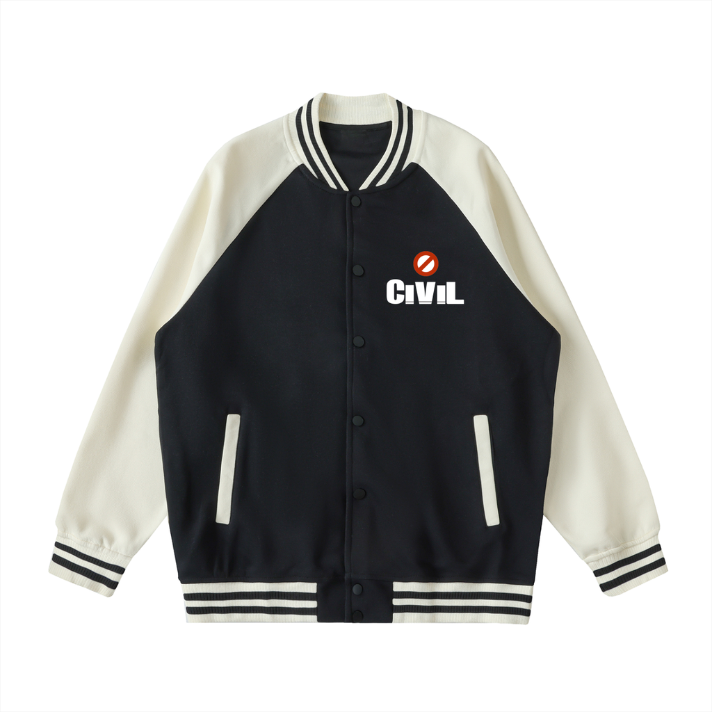Two Tone Raglan Sleeve Varsity Jacket