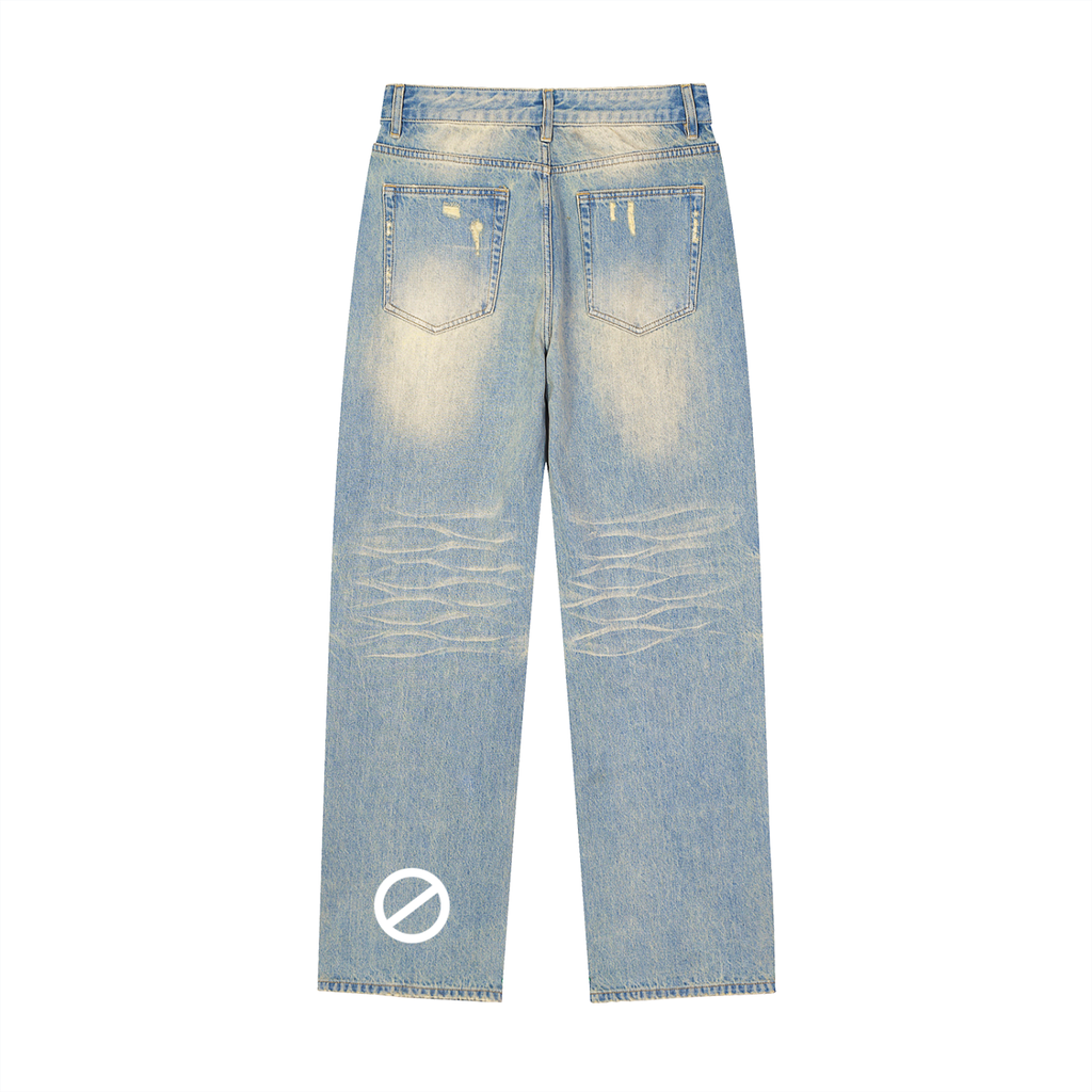 Sun Fade Raw Hem Denim Jeans