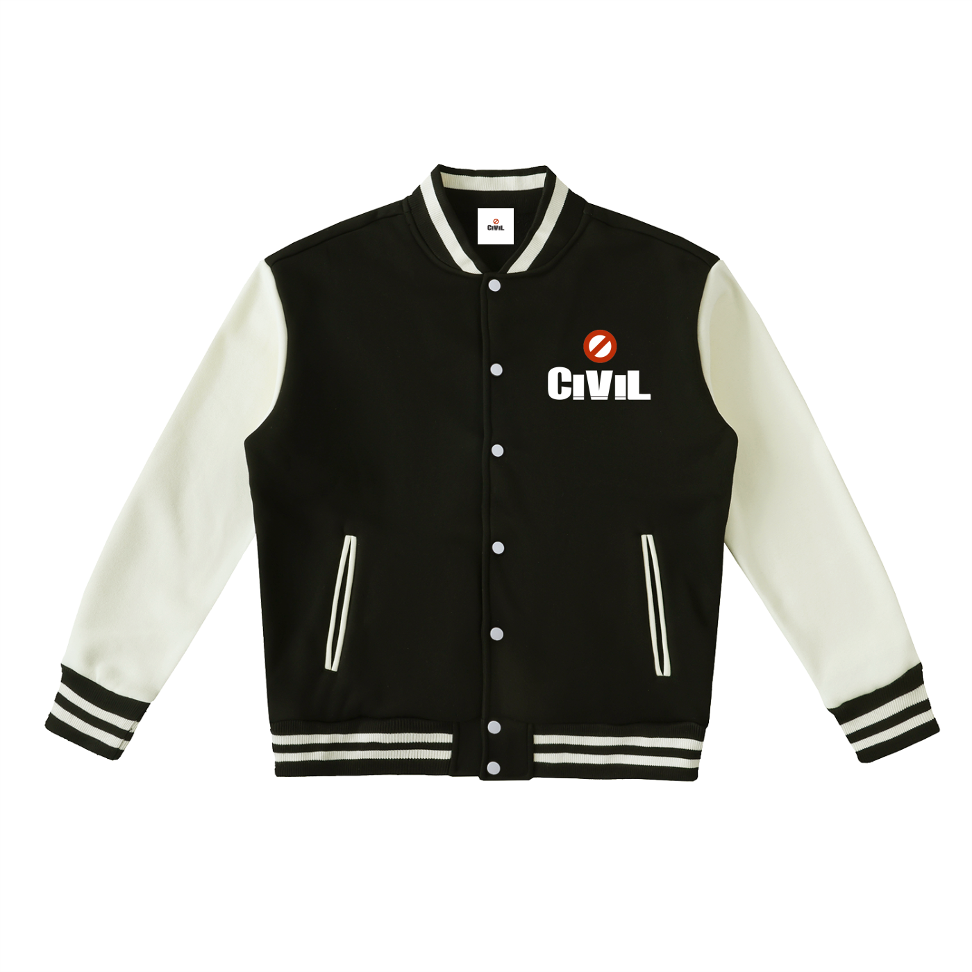 Two-Tone Fleeced Varsity Jacket