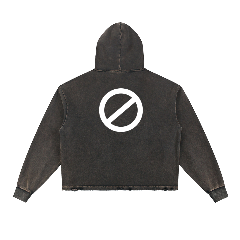 Vintage Washed Frayed-Hem Hoodie