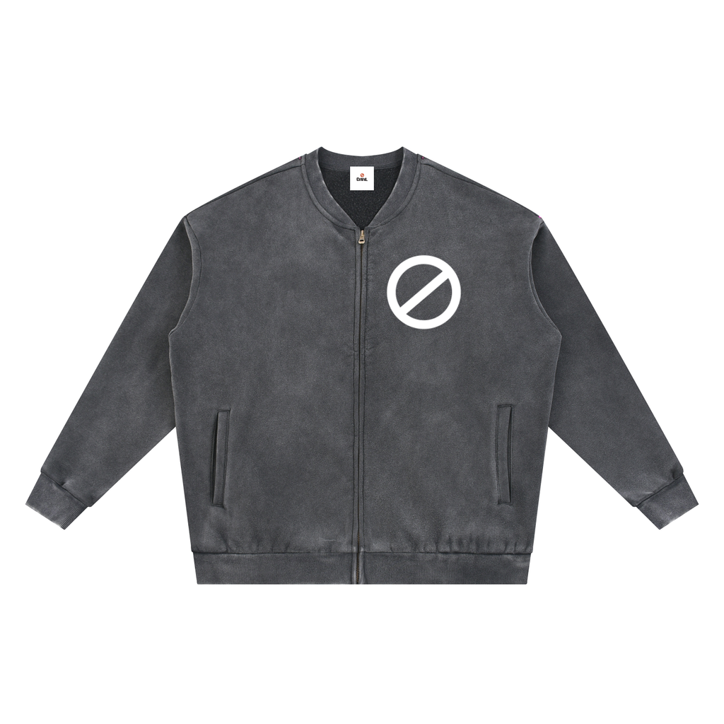 Vintage Washed Fleece Baseball Jacket