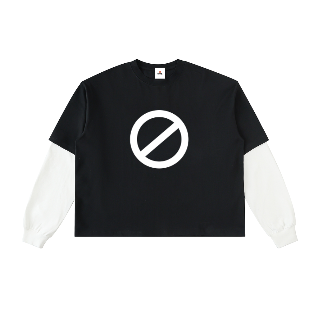 Layered Contrast Sleeve Cotton T-Shirt