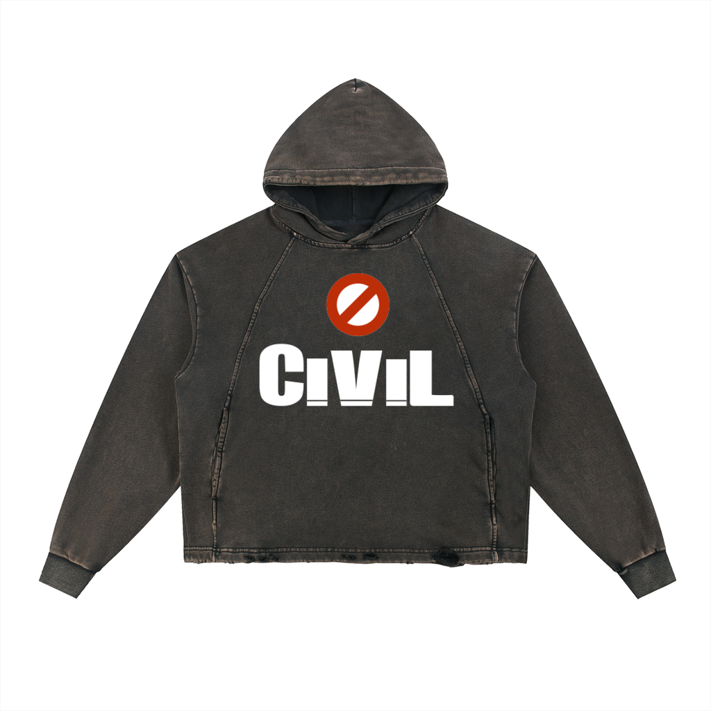 Vintage Washed Frayed-Hem Hoodie