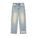 Sun Fade Raw Hem Denim Jeans