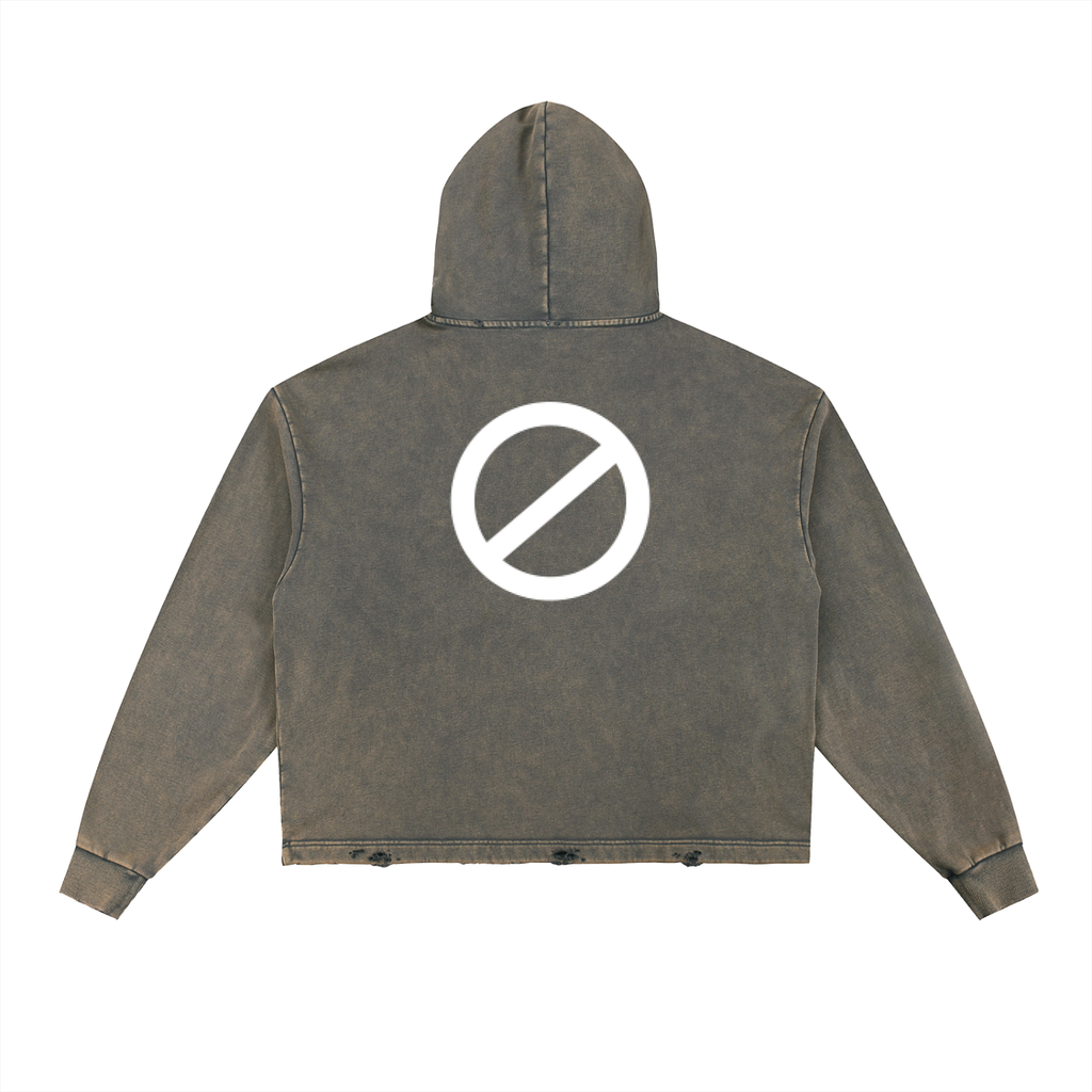 Vintage Washed Frayed-Hem Hoodie