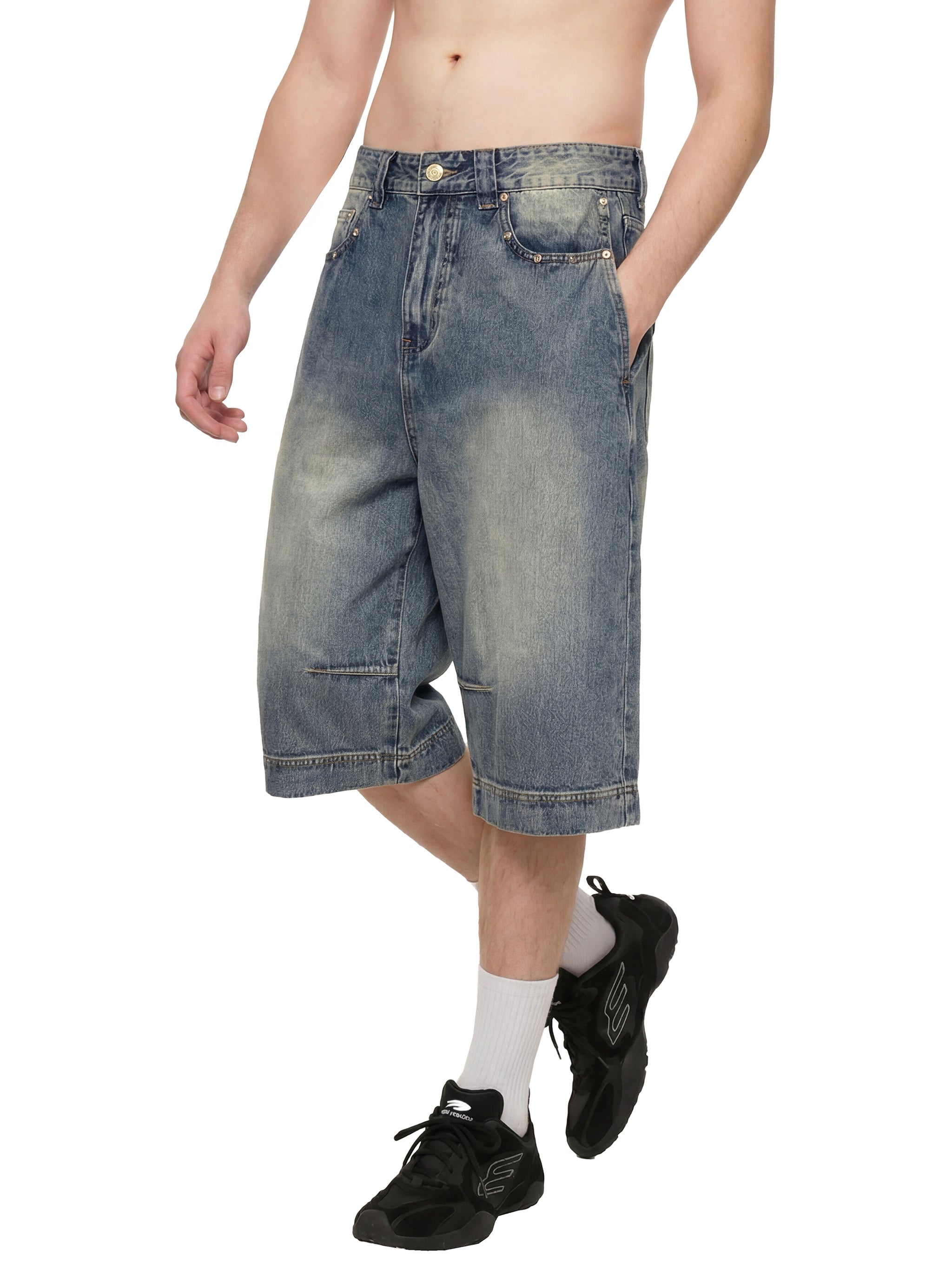 Vintage Wash Baggy Denim Shorts